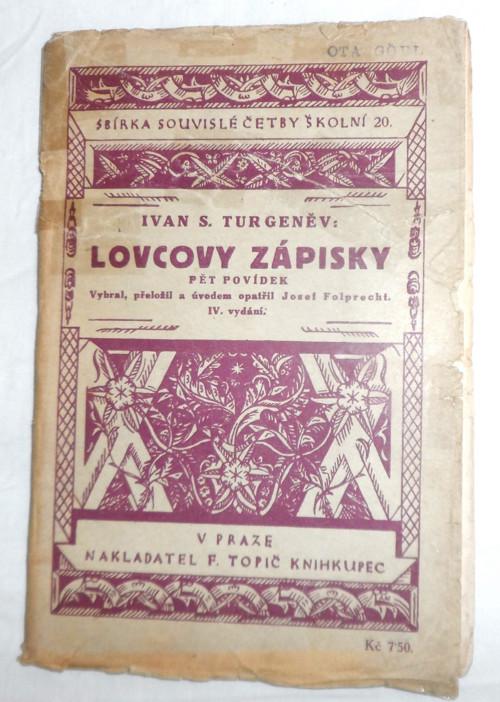 Ivan S. TURGENĚV: Lovcovy zápisky • povídky 1928