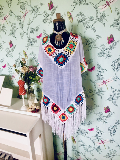 Tunika boho hippie s háčkováním — foto 1