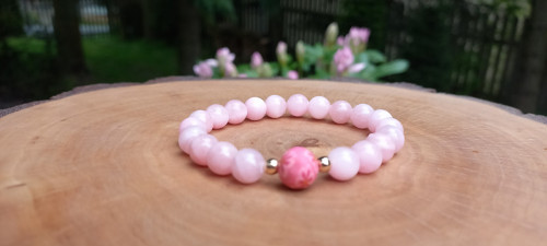 Růžový mashanský jadeit s hematitem rosegold