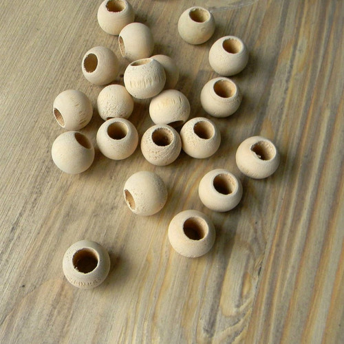 Dřevěný korálek tmavě béžový - 2cmx1,5cm 1ks