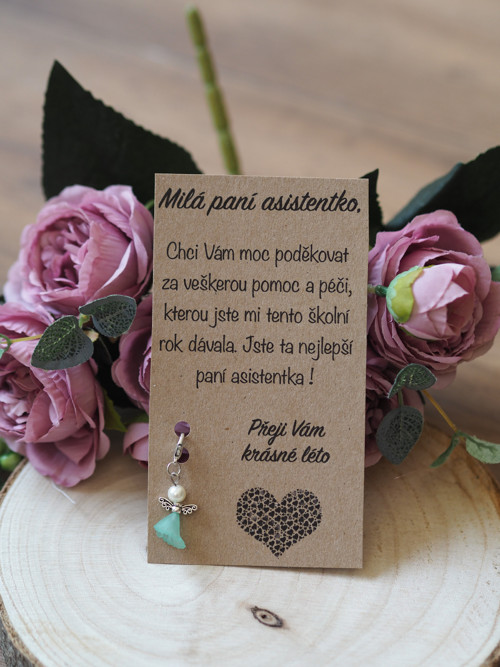 Dárková karta -Přívěšek pro paní asistentku/zelený