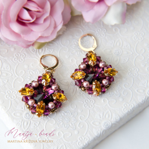 Mabelle - Amethyst Topaz Joy (šité náušnice)