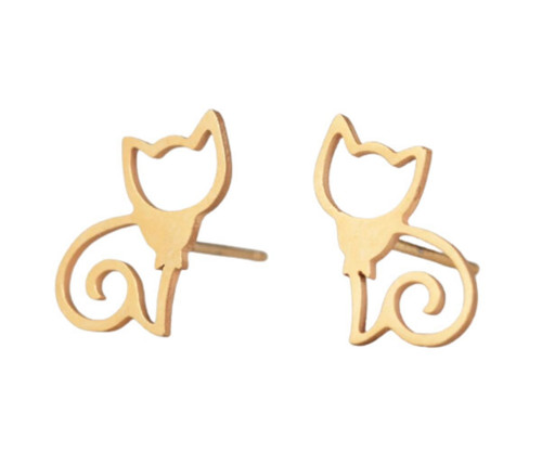 2 ks zlatá plátěná kočka koťátko malý stud pin