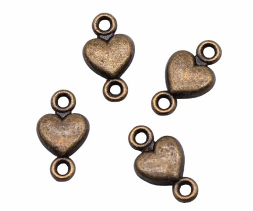 12 ks Antické bronzové barvy Valentine malé srdce