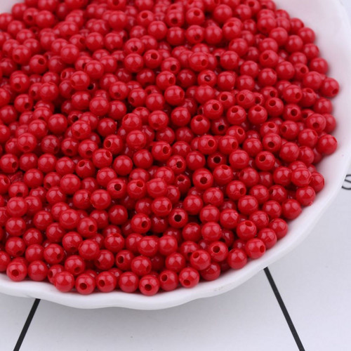 Plastové korálky 4 mm (20g) - červené