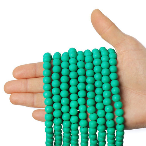 18 ks Turquoise Green Round Beads Polymer Clay 8mm