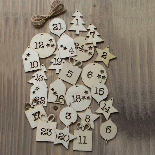 Dřevěná adventní čísla /balení 24ks/ — foto 1