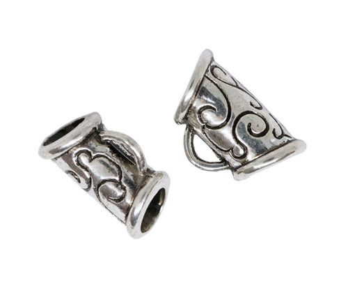 10pcs Starožitné Stříbro Tón Kauci Trubice Kovový