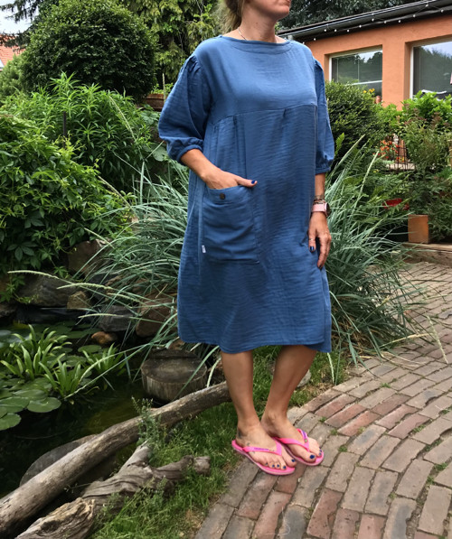 Modré mušelínové - oversized — foto 1