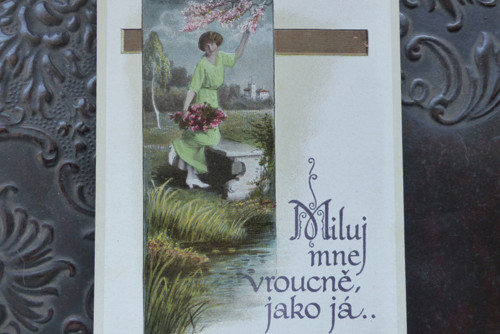 Miluj mne vroucně..stará pohlednice, nezaslaná