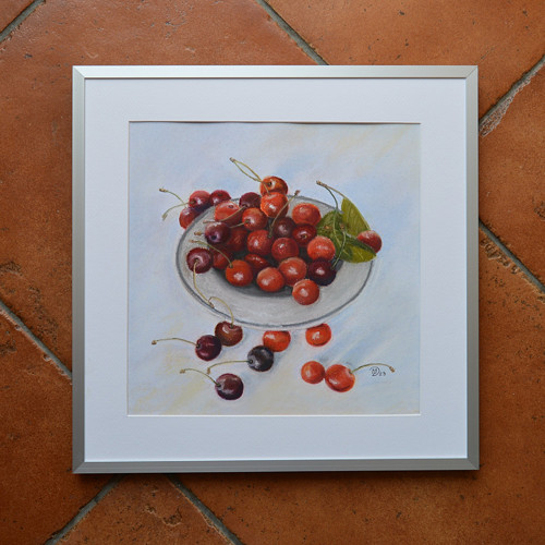 Suchý pastel- třešně - 30 x 30 cm