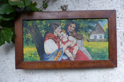 Před chalupou...malba v rámu