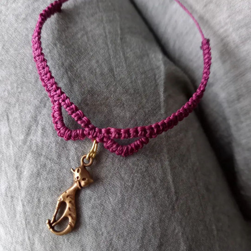 Boho náramek, ČIČI, micromacrame WINE COLOUR