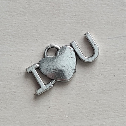 Přívěsek - I LOVE U 22x12 mm, 4 ks