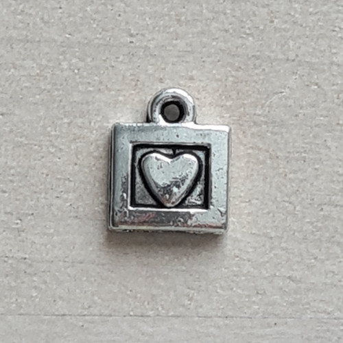 Přívěsek - srdíčko v rámečku 12x10 mm, 5 ks