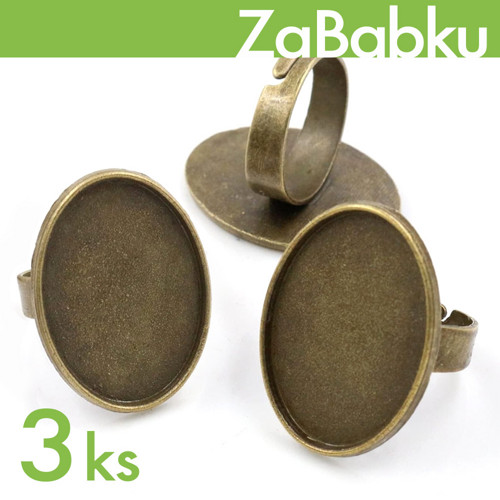 Prsten ovál 18x25mm starobronz - 3 kusy — foto 1