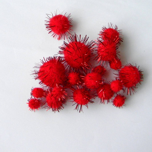 Pompom chlupaté kuličky - vánoční-20ks