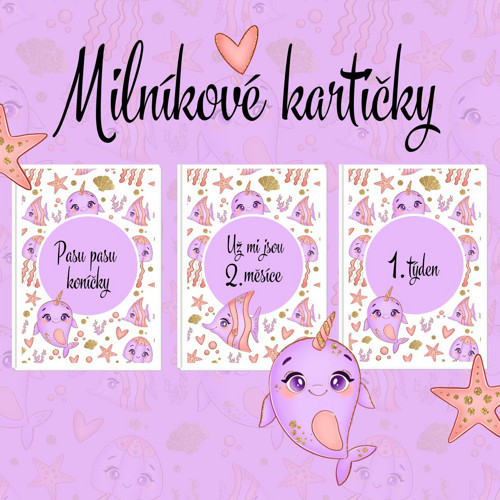 Milníkové kartičky - Vodní svět - lila