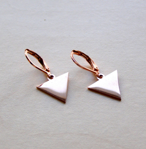 Ocelové náušnice - TROJÚHELNÍKY ROSE GOLD