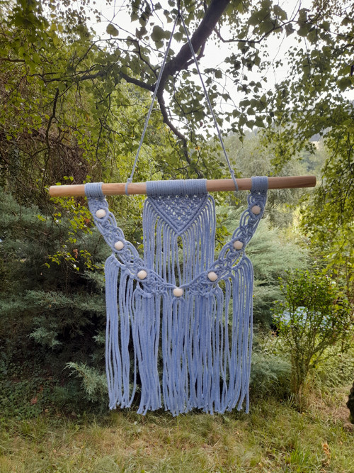 Závěsné modré macrame