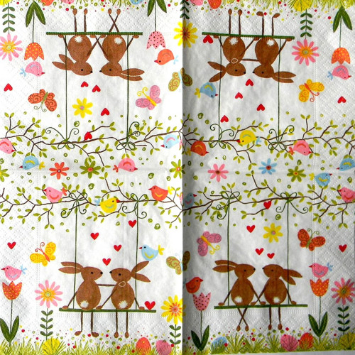 Velikonoce na houpačce-ubrousek 25cm x 25cm