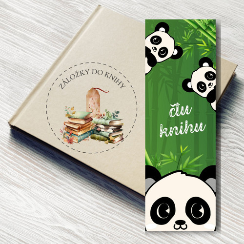 Knižní záložka - panda čte