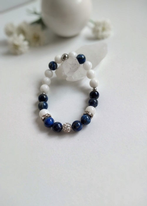 Náramek z minerálů (Lapis Lazuli, jadeit)