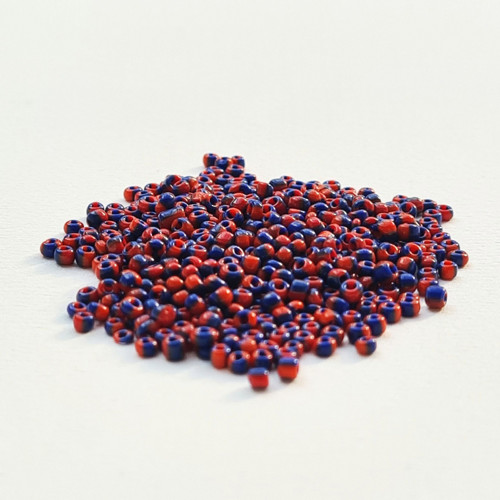 Skleněný rokajl červenomodrý 2mm VELKÉ BALENÍ 140g