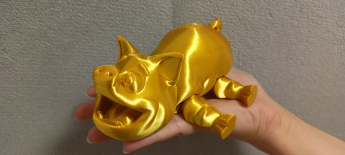 Flexi Zlaté Prasátko - 13 cm - 3D tisk