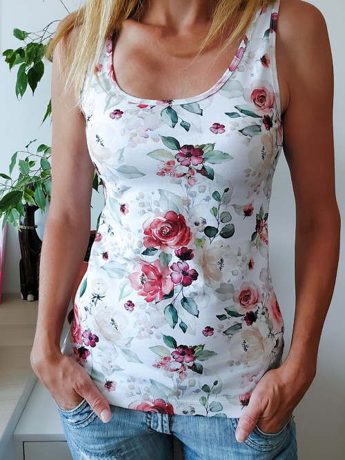 TANKTOP tílko Romantické růže - vel. 36 skladem