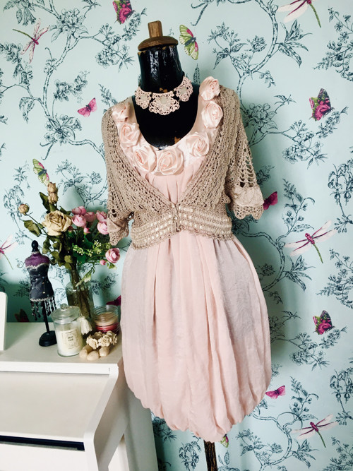 Háčkované boho bolerko, starožitný look — foto 1