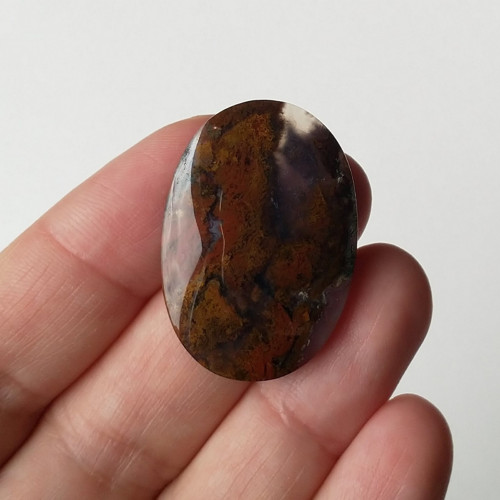 Achát mechový 85 kabošon 33 x 23 x 6 mm