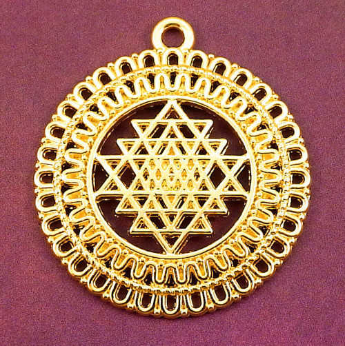 Zlatý přívěsek - Sri Yantra, posvátná geometrie