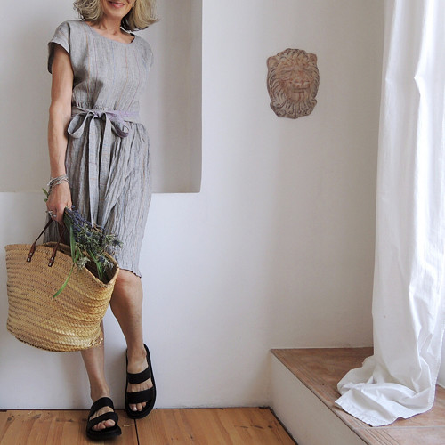RUTH Provence - stříbřitě šedá - šaty len — foto 1