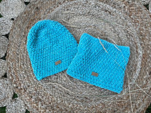 Set čepice a nákrčníku ŇUF - aqua