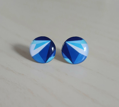 Puzetové modré abstraktní náušnice - 12mm