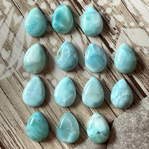 Larimar kabošon kapka / 14x10mm