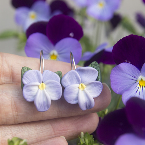 Náušnice - maceška — foto 1