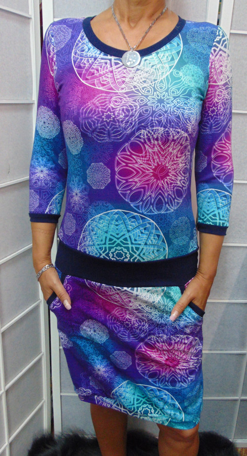 Šaty DUHOVÁ MANDALA-3/4 rukáv — foto 1