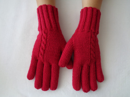 Rukavičky 100% merino v červené