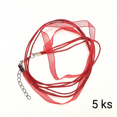 Organza 7mm se šňůrkami na krk se zapínáním, 5 ks