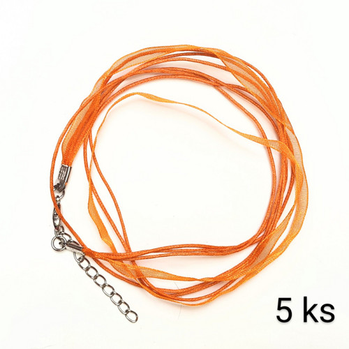 Organza 7mm se šňůrkami na krk se zapínáním, 5 ks