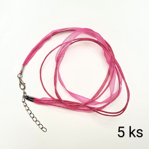 Organza 7mm se šňůrkami na krk se zapínáním, 5 ks