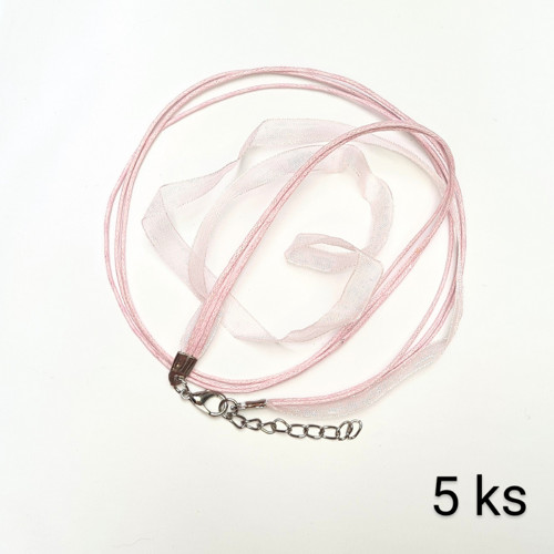 Organza 7mm se šňůrkami na krk se zapínáním, 5 ks