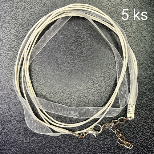 Organza 7mm se šňůrkami na krk se zapínáním, 5 ks