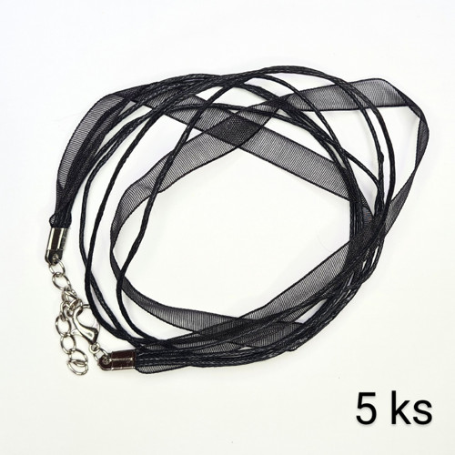 Organza 7mm se šňůrkami na krk se zapínáním, 5 ks