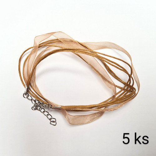 Organza 7mm se šňůrkami na krk se zapínáním, 5 ks