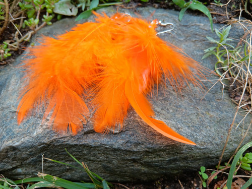 Oranžová peříčka-naušnice