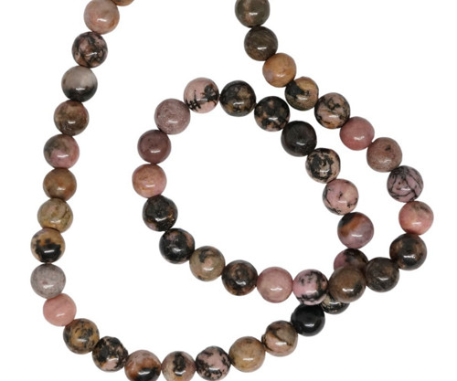 14 ks Rhodonite Růžový šedý černý hladký kamenný