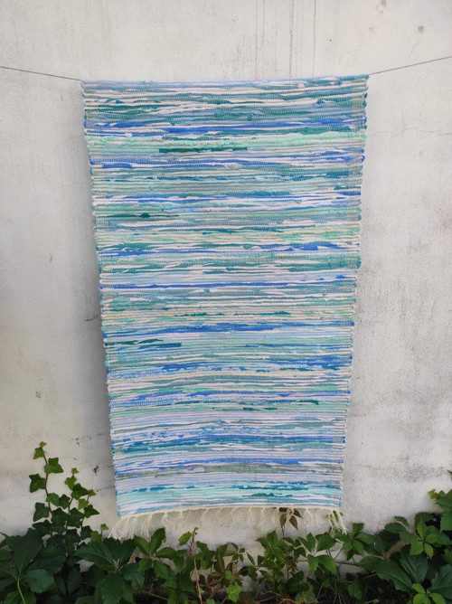 Ručně tkaný koberec tyrkysový 60x150 cm